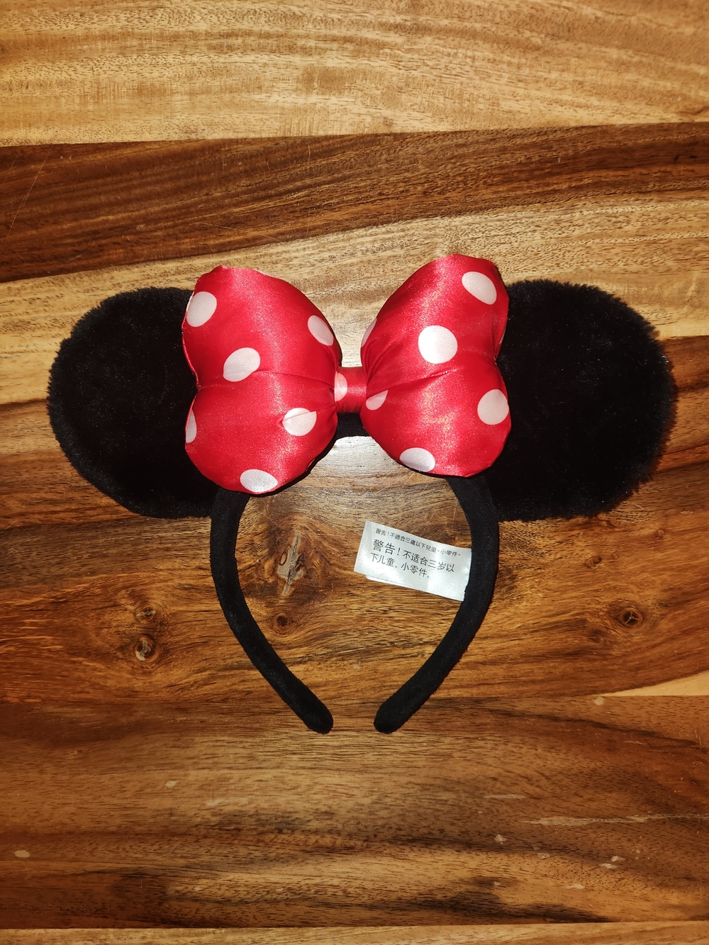 Disney Black Plush Minnie Ear Headband with Red Polka Dot Bow